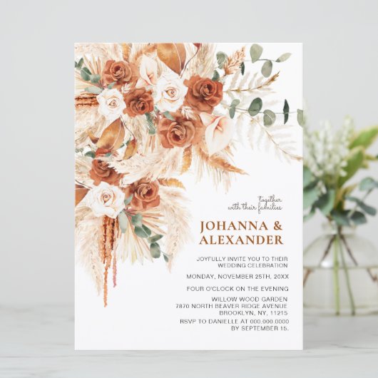 Invitation Bright Bold Terracotta Boho  Wedding  (Debout devant)