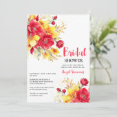 Invitation Bright chaud rouge chute floral script nuptiale do (Debout devant)
