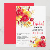 Invitation Bright chaud rouge chute floral script nuptiale do (Devant / Derrière)