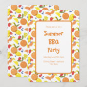 Invitation Bright Cheerful Risograph Fruit Party (Devant / Derrière)