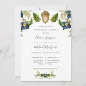 Invitation Bright Chêne bleu fleurs mariage Dîner de répétiti (Devant)