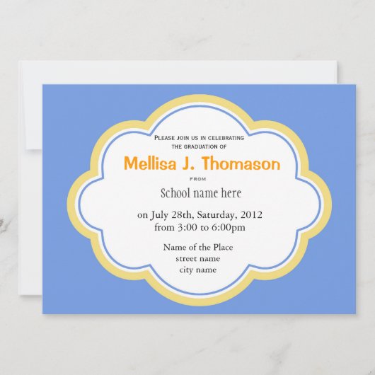 Invitation Bright ciel bleu et jaune graduation d'été (Devant)