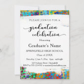 Invitation Bright Colorful Confetti Graduation Party (Devant)