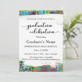 Invitation Bright Colorful Confetti Graduation Party (Debout devant)