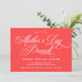 Invitation Bright Coral Calligraphie Mère's Day Brunch (Debout devant)