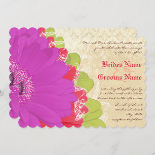 Invitation Bright Coral Lime Purple Gerber Mariage Inviter