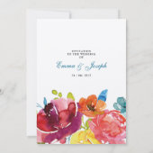 Invitation Bright Été coloré turquoise Mariage floral I (Dos)