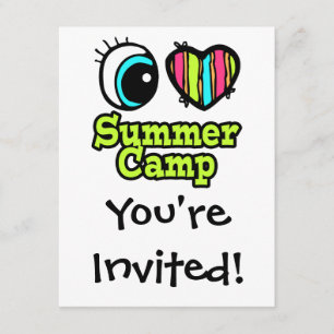 Invitation Bright Eye Heart J'aime le Camp d'été