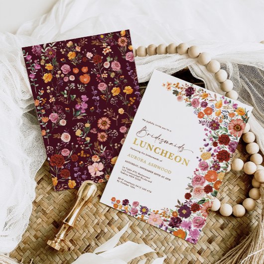 Invitation Bright Fall Garden Flowers Bridesmaids Déjeuner
