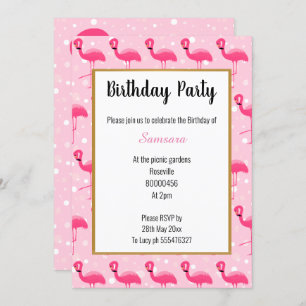 Invitation Bright Flamant rose rose bulle Anniversaire