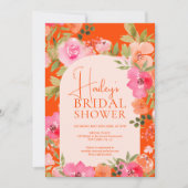 Invitation Bright Floral Boho Orange Fête des mariées (Devant)