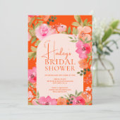 Invitation Bright Floral Boho Orange Fête des mariées (Debout devant)