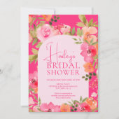 Invitation Bright Floral Boho rose Fête des mariées chic (Devant)