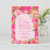 Invitation Bright Floral Boho rose Fête des mariées chic (Debout devant)