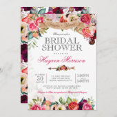 Invitation Bright Floral Botanical Boho Fête des mariées (Devant / Derrière)