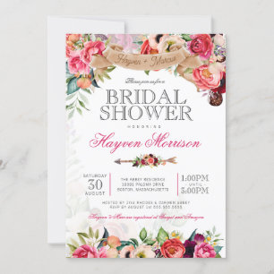 Invitation Bright Floral Botanical Boho Fête des mariées
