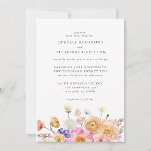Invitation Bright Floral Botanical Moderne Mariage élégant