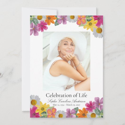 Invitation Bright Floral Celebration of Life Program (Devant)