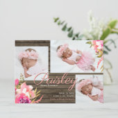 Invitation Bright Floral Grange Wood Photo (Debout devant)