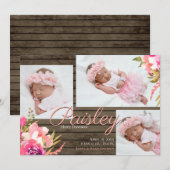 Invitation Bright Floral Grange Wood Photo (Devant / Derrière)