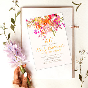 Invitation Bright Floral Romantic 60e fête d'anniversaire