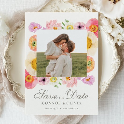 Invitation Bright Floral Save the Date Card