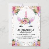 Invitation Bright Floral Unicorn Anniversaire (Devant)