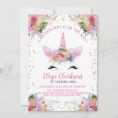 Invitation Bright Floral Unicorn Anniversaire (Devant)