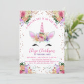 Invitation Bright Floral Unicorn Anniversaire (Debout devant)