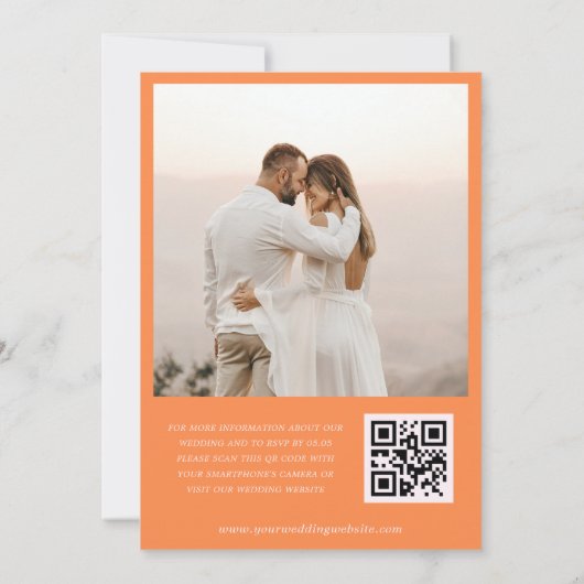 Invitation Bright Fresh Orange Rose Photo QR Code Mariage (Dos)