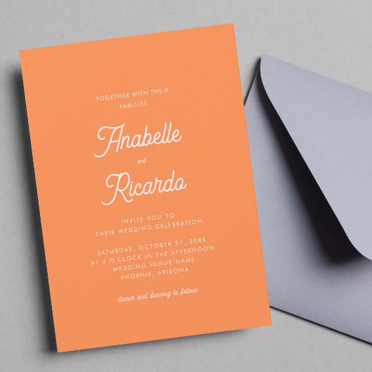 Invitation Bright Fresh Orange Rose Photo QR Code Mariage