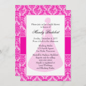 Invitation Bright Fuchsia Damask Fête des mariées (Devant / Derrière)