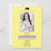 Invitation Bright Fun Purple Jaune Graduation Photo Party (Devant)