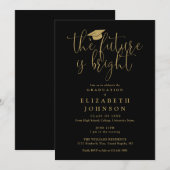 Invitation Bright Future Black And Gold Graduation Party (Devant / Derrière)