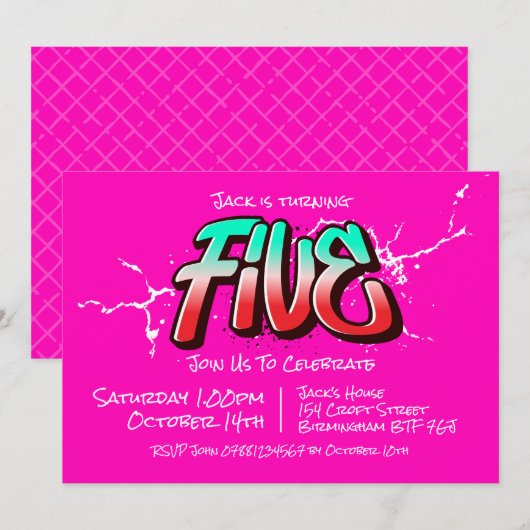 Invitation Bright Graffiti Five (Devant / Derrière)