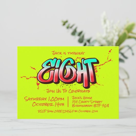 Invitation Bright Graffiti Huit (Debout devant)