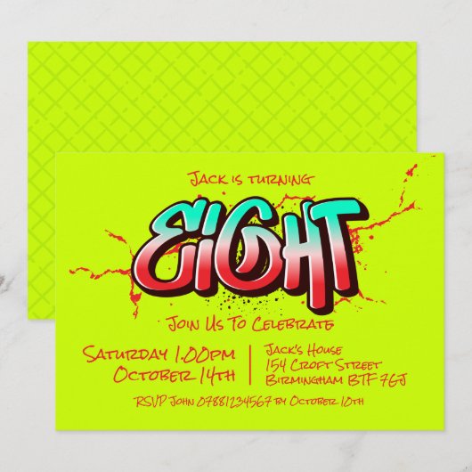 Invitation Bright Graffiti Huit (Devant / Derrière)
