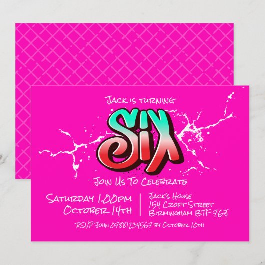 Invitation Bright Graffiti Six (Devant / Derrière)