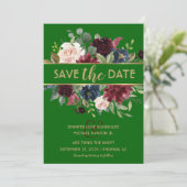 Invitation Bright Green Merlot Marine Boho Enregistrer la dat (Debout devant)