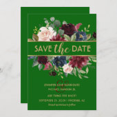 Invitation Bright Green Merlot Marine Boho Enregistrer la dat (Devant / Derrière)