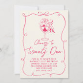 Invitation Bright Hand Drawn Bow 21e Photo Anniversaire (Devant)