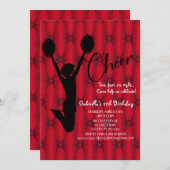 Invitation Bright Iridescente Silouhette Pom-pom girl Anniver (Devant / Derrière)