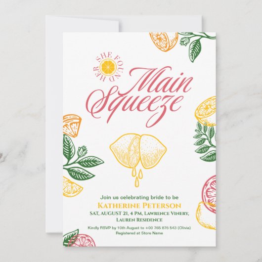 Invitation Bright Main Squeeze Citrus Bridal Shower (Devant)