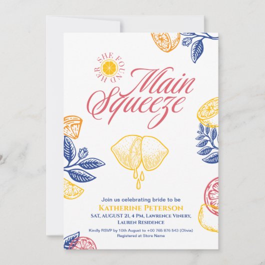 Invitation Bright Main Squeeze Citrus Bridal Shower (Devant)