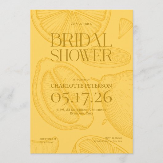 Invitation Bright Minimalist Citrus Bridal Shower invite (Devant)