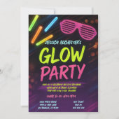 Invitation Bright Neon Glow Party Anniversaire (Devant)