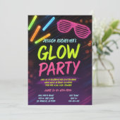 Invitation Bright Neon Glow Party Anniversaire (Debout devant)