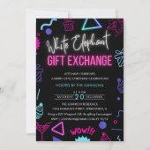 Invitation Bright Neon White Elephant échange cadeau (Devant)
