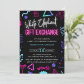 Invitation Bright Neon White Elephant échange cadeau (Debout devant)