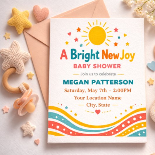 Invitation Bright Neutral Golden Sun Design